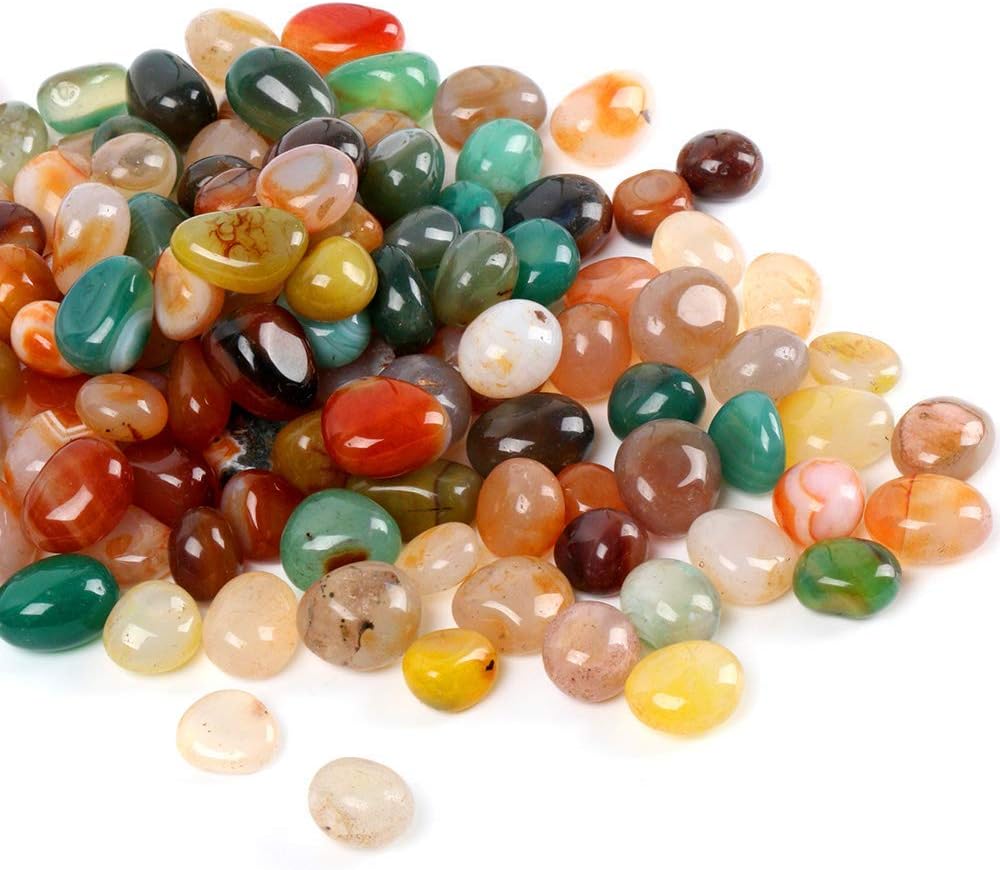 Natural Polished Decorative Gravel Pebbles - 2lb Colorful Agate Rocks for Landscape Decoration Stone. 0.39-0.78 Inch, Suitable for Home Decoration, DIY Handmade, Decorative Fish Tanks, Vase Filler: Furniture & Decor