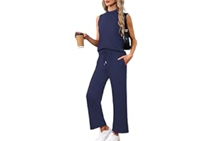 Casly Lamiit Women's Summer 2 Piece Outfits Mock Neck Tank Top Cropped Wide Leg Pants Lounge Sets 2025 Fashion Tracksuit