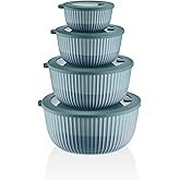 Mixing Bowls with Lids, 8-Piece Airtight Leak-Proof Nesting Plastic Bowl Set for Kitchen & Food Storage, Large 4200ml Capacity, BPA-Free, Microwave & Dishwasher Safe