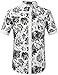 Hawaiian Shirt for Men, Beach Shirts for Men, Tropical Shirts Short Sleeve Floral Casual Button Down (X-Large, White Black)
