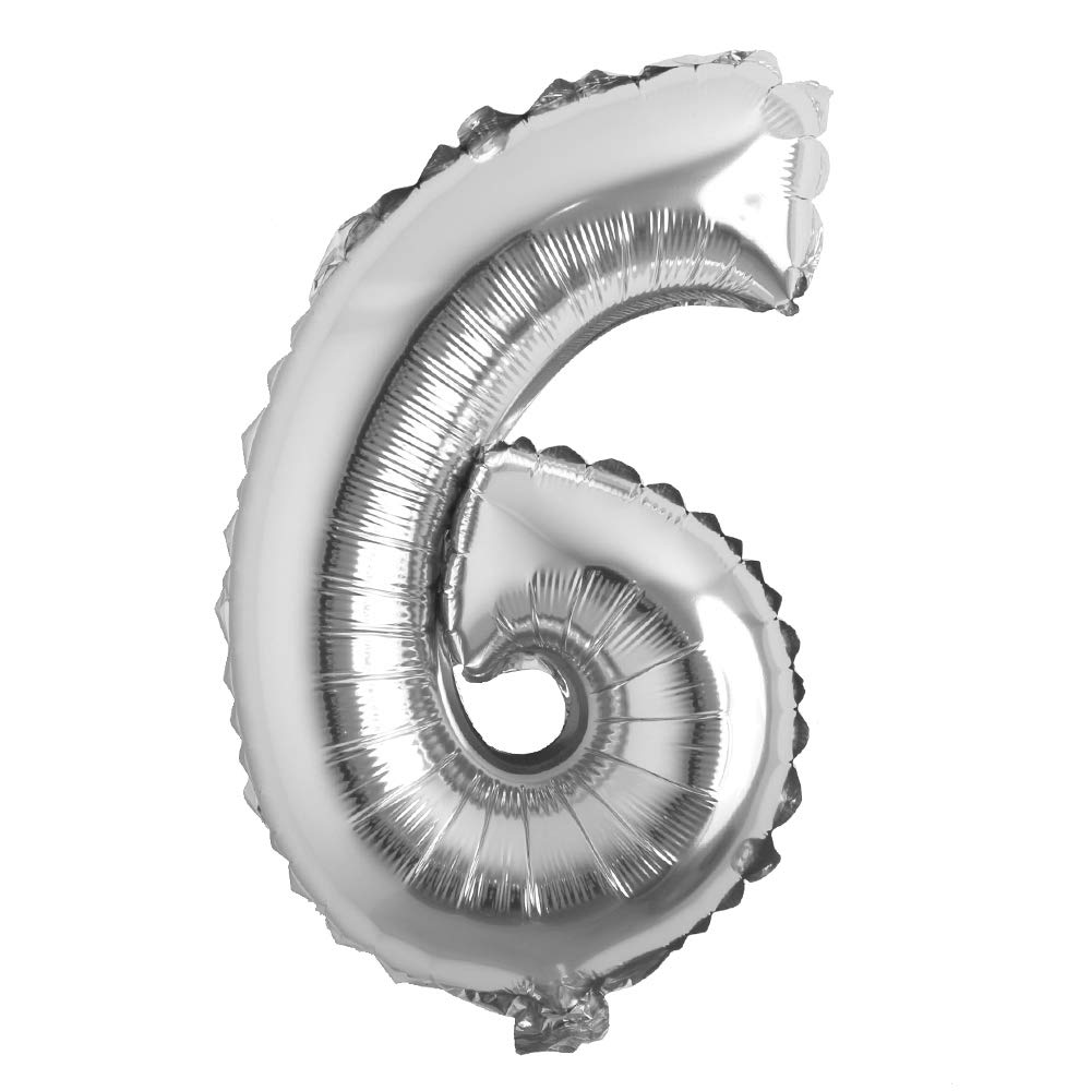 Photo 1 of 16" inch Single Silver Alphabet Letter number Balloons Aluminum Hanging Foil Film Balloon Wedding Birthday party decoration banner Air Mylar Balloons (16 inch Silver 6)