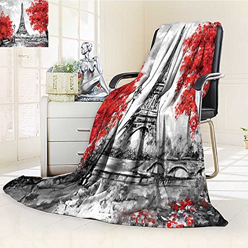 300 GSM Fleece Blanket oil painting paris european city landscape france wallpaper eiffel tower black Super Soft Warm Fuzzy Lightweight Bed or Couch Blanket(60"x 50") - Thumbnail 6