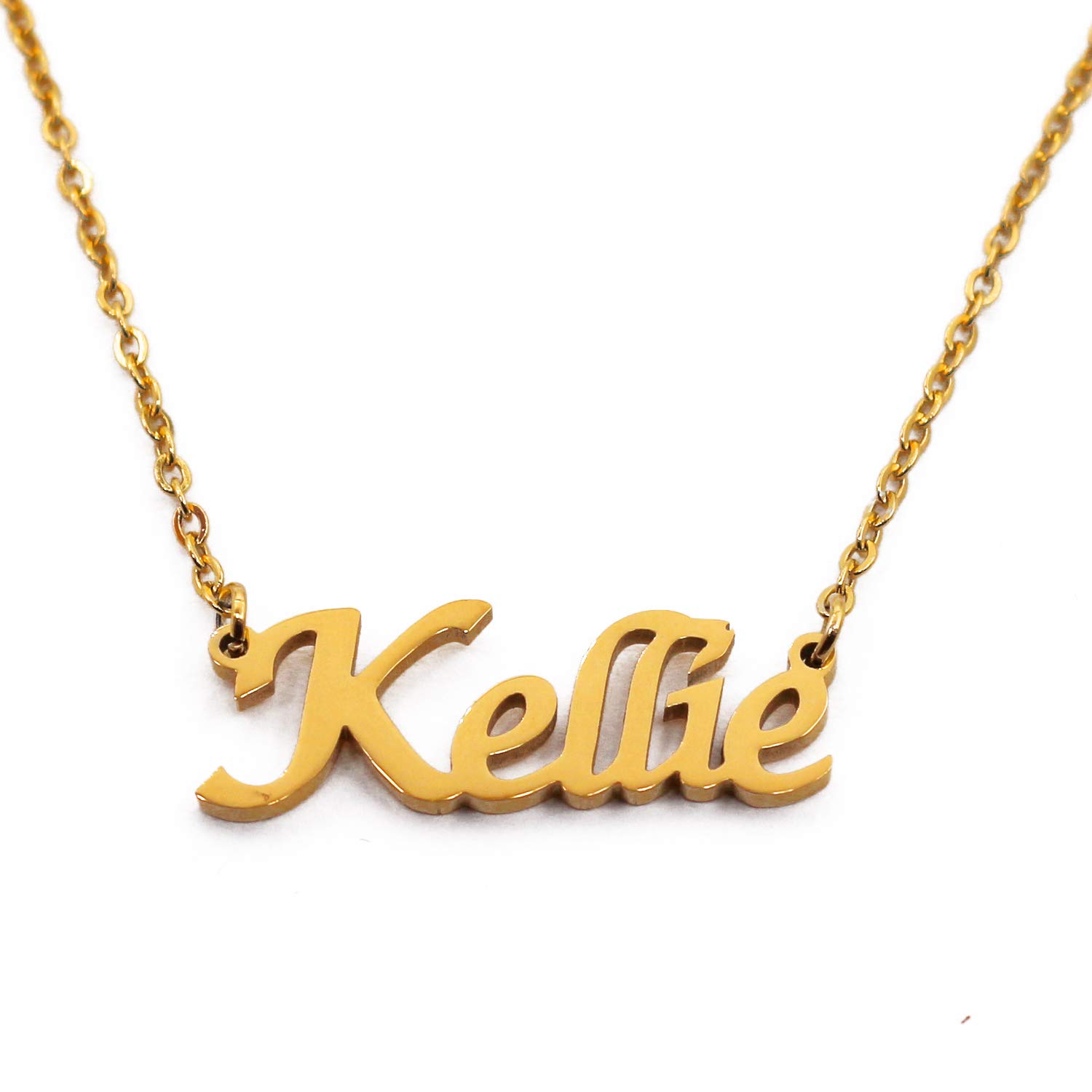 Kellie Personalised Name Necklace 18ct Gold Plated, Custom Dainty Name Pendants, Jewellery for Ladies, Girlfriend, Mother, Sister, Friends