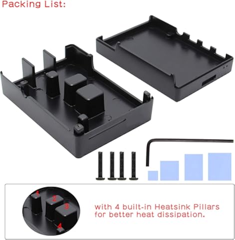 Geekworm Raspberry Pi 4 Aluminum Case, Raspberry Pi 4 Model B Heavy Duty Aluminum Passive Cooling Heat Dissaption Metal Case for Raspberry Pi 4B Only