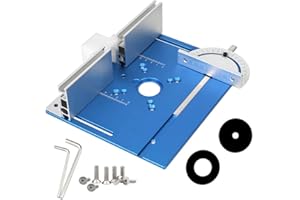 JCFANTS Update Router Table Insert Plate, Woodworking Benches 9.4x7.9x0.2 Inch Router Flip Plate with Miter Gauge Guide Aluminium Fence Sliding Brackets (Blue-051BL)