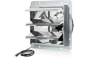 JVO 12 Inch Shutter Exhaust Fan 1450 CFM High-Powered Ventilation, Ideal for Attics, Greenhouses, Garages and Chicken Coops -