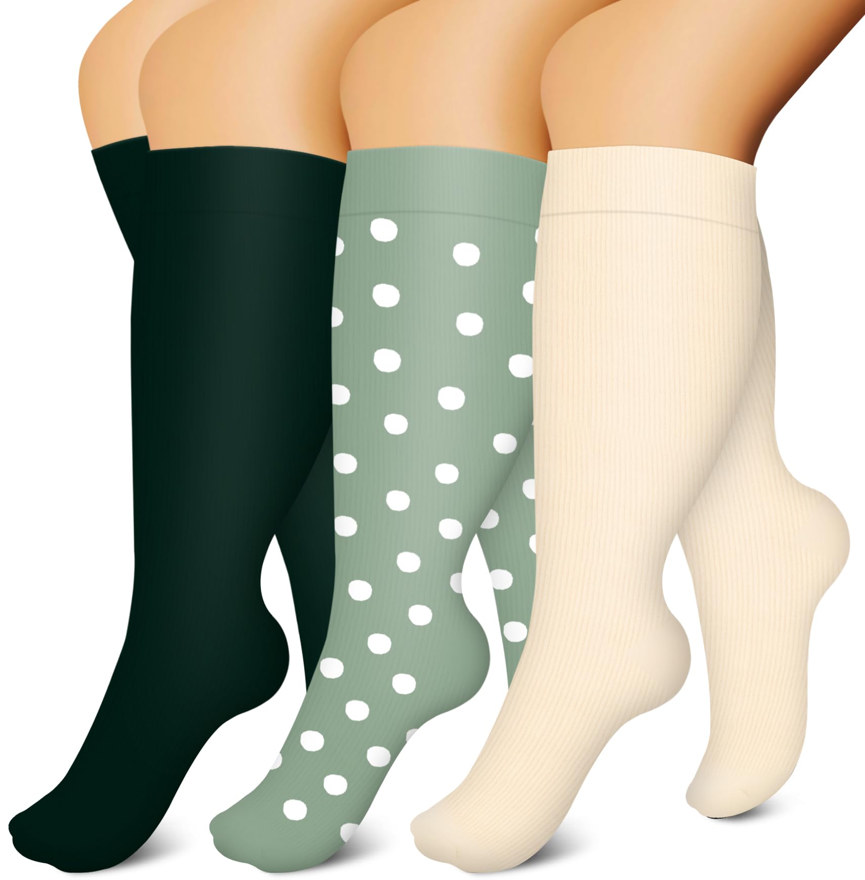 BLUEENJOY 3 Pack Plus Size Compression Socks for