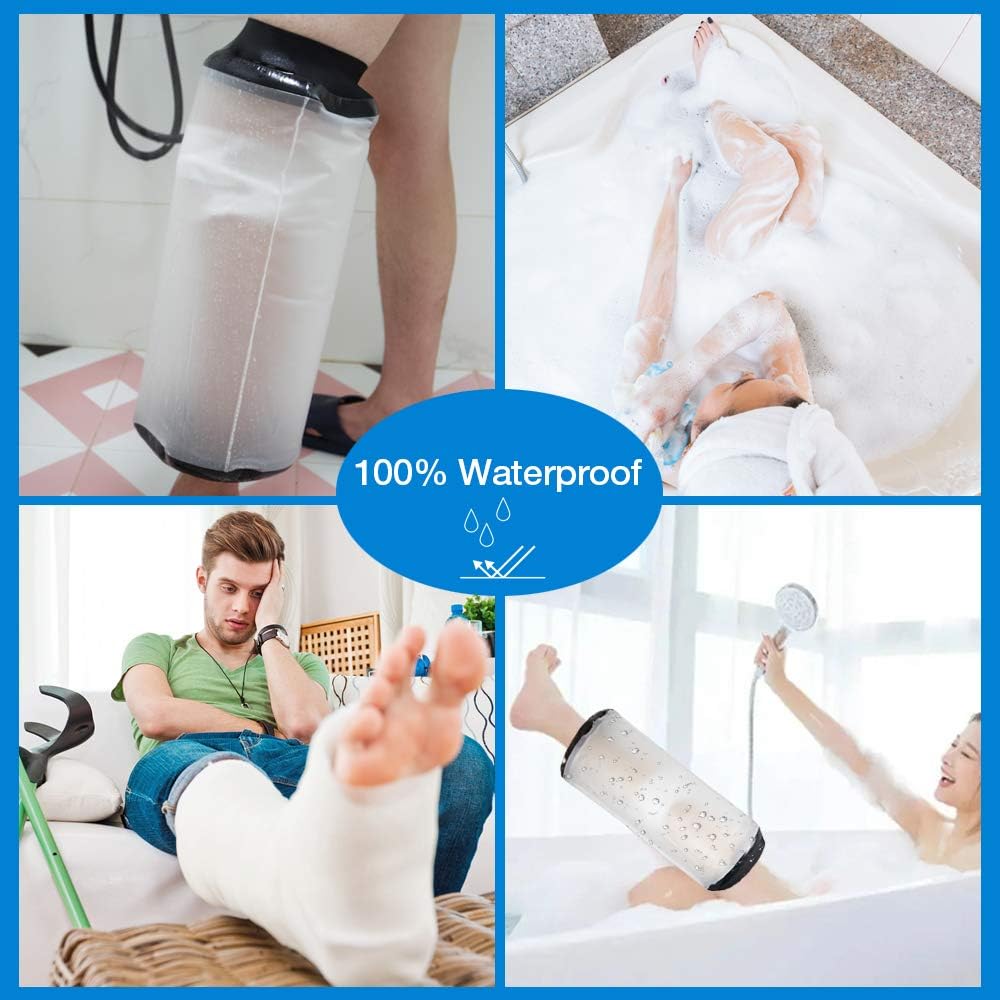 【2020 Newest】Waterproof Knee Cast Cover for Shower, Knee Wound Protector for Shower Bath, Reusable Bandage Protector Dressing Cover with Watertight Seal for Knee, Elbow and Leg: Health & Personal Care