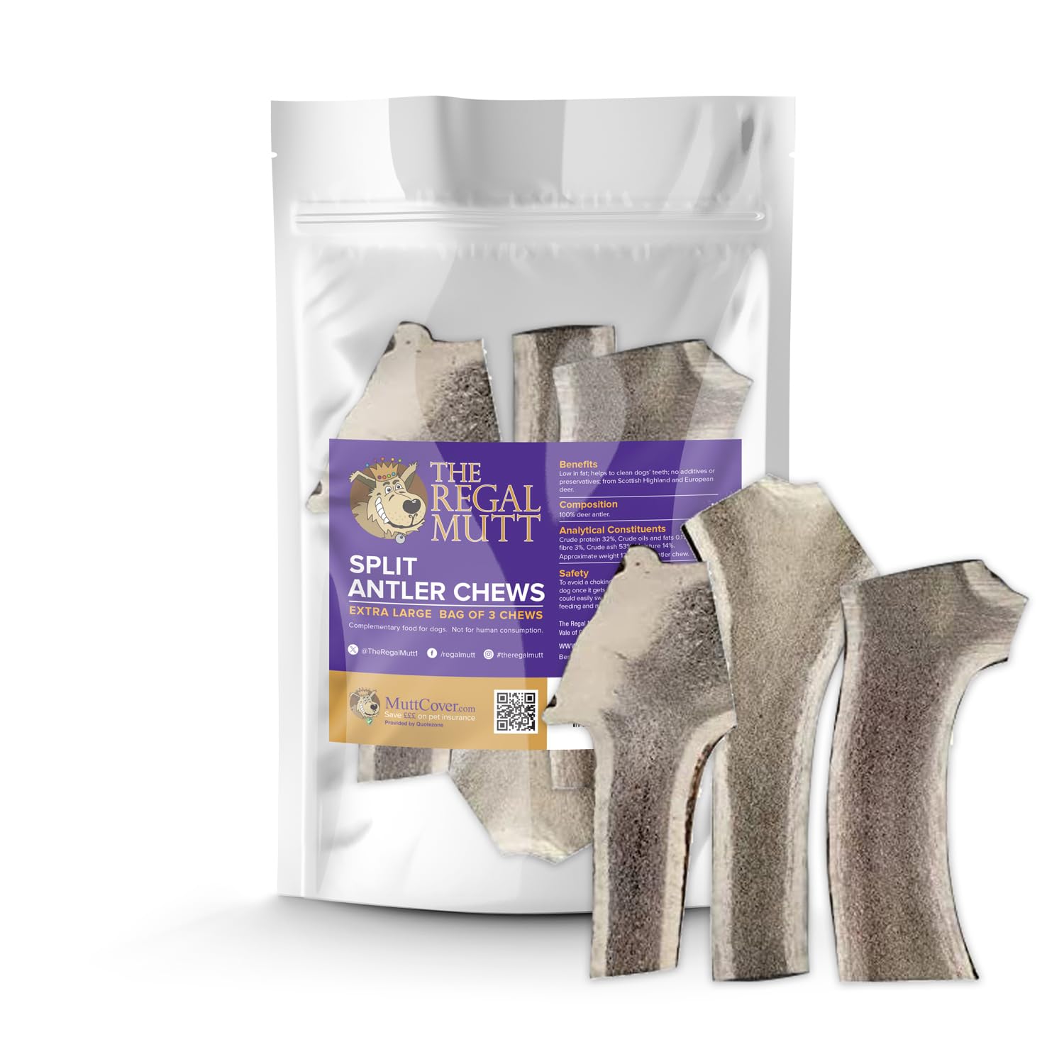 The Regal Mutt - Split Antler - Extra Large - Bag of 3