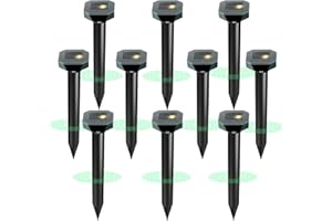 CVTAYN Snake & Mole & Rabbit & Skunk Repellent Solar Powered, Ultrasonic Deterrent, IP65 Waterproof, 2025 Upgraded Gopher Groundhog Rodent Chipmunk Raccoon and Vole Repellent for Lawn & Garden, 10 Pack