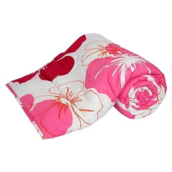 Shopbite Double Bed Ac Blanket Dohar/Quilt Pink Flowers, Fabric - Micro Cotton, Size -84x84 Inches, Color Fastness Guarantee