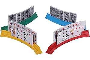 GHERPTE 4 Pack Card Holders for Playing Cards,Double Layered Stackable Storage Game Card Tray for Arthritis Patients -Playing Card Rack for Kids Adults Seniors(4 Colors)