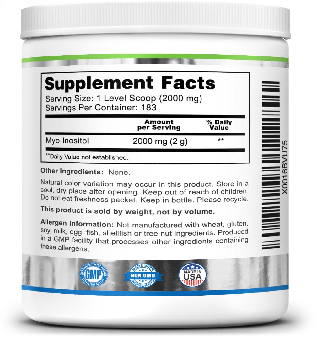Zazzee Myo-Inositol Capsules and Myo-Inositol Powder, 100% Pure, Premium Grade, Vegan, Non-GMO and All Natural