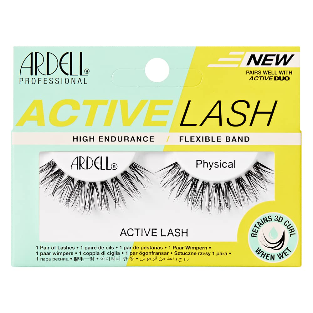 Ardell Active Lash Physical False Eyelashes, Water-resistant, Light Volume, Medium Length, Vegan Friendly, 1 Pair (Pack of 1)