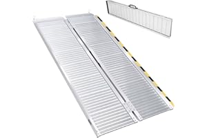 BEJONI 5FT Portable Wheelchair Ramp, Foldable Ramp for 600 lbs Capacity, Aluminum Ramp, Handicap Ramp, Threshold Ramp for Home, Scooters, Stairs, Steps