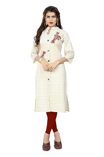 Navabi Export Womens Cotton Printed White Color Kurtis (VF-KU-187)