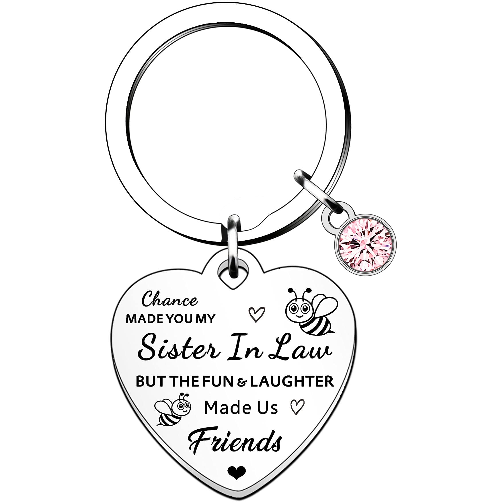 HULALA Sister In Law Gifts Heart Keyring For Sister In Law Wedding Birthday Christmas Anniversary Presents Chance Made Us Sister In Law But The Fun & Laughter Made Us Friends