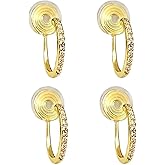 Clip On Earrings for Women 14K Gold Plated Hoop CZ Huggie Hoops Small Adjustable Non Pierced Fake Golden Earrings Invisible Hoop Clip On Earrings