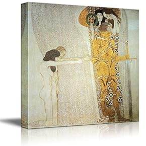 The Beethoven Frieze The Longing for Happiness by Gustav Klimt - Austrian Symbolist Painter - Golden Phase - Canvas Art Home Art - 16x16 inches