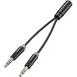 エレコム オーディオ変換ケーブル (4極メス- 3極オス,×2)  3.5mm【マイク付きイヤホンをPCで使用するための変換ケーブル】 AV-35AD01BK