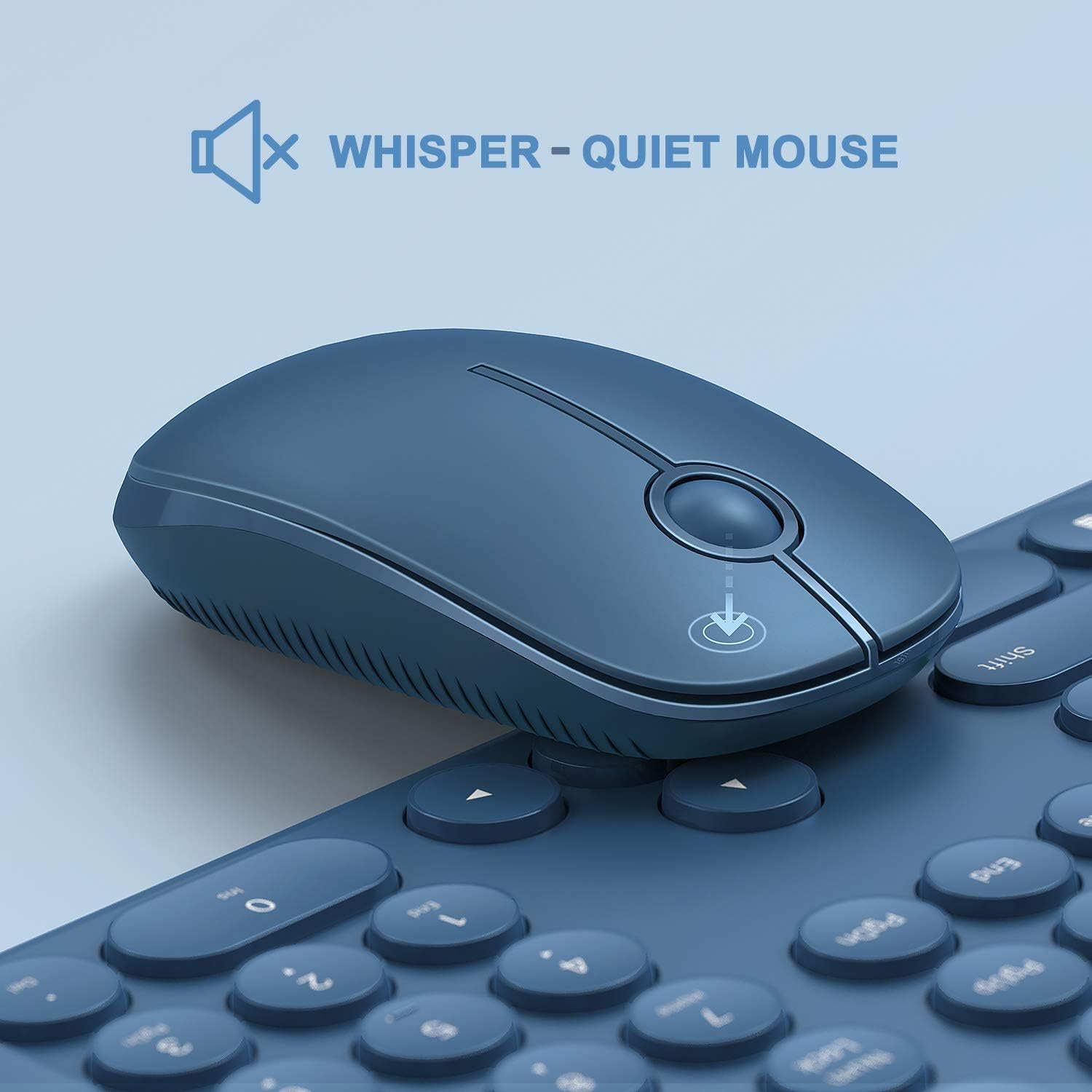 Wireless Keyboard and Mouse Combo, Jelly Comb 2.4GHz Full-Size Compact Wireless Mouse Keyboard with Numeric Keypad for Laptop/PC- Round Keycaps (Blue): Computers & Accessories