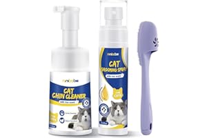 Cat Acne Chin Treatment,Removes Cat Chin Blackheads with Cat Grooming Spray,Equipped with Cleansing Brush,Cruelty-Free and Fr