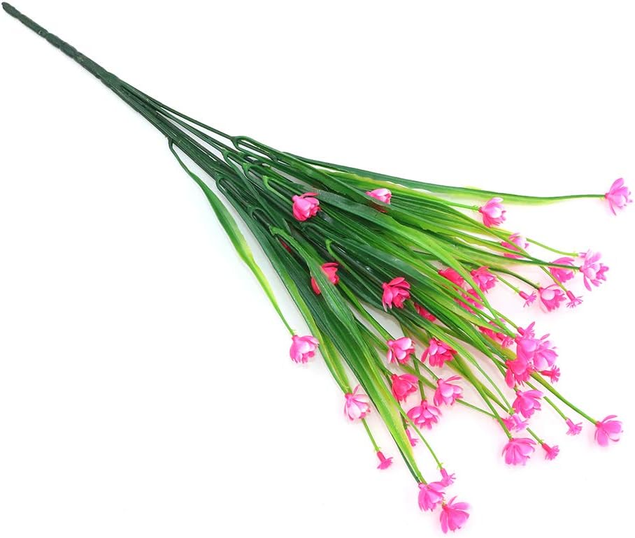 Shiwaki 5Pcs Artificial plant 7-prong spring grass gypsophila bouquet decoration for Indoor Outside Hanging Planter Wedding Farmhouse Decor(Pink) - Image 5
