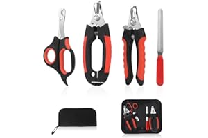 Bretheil Dog Nail Clippers Trimmer Set, Quick Safety Guard to Avoid Over-Cutting, Stainless Steel Razor Sharp Blades, Sturdy Non-Slip Handles, Storage Case and Nail File, Professional Pet Grooming
