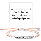 Let Them Tube Bracelet for Women, Self Worth Motivation Bracelet Adjustable Braided Rope Handmade Engraved Bracelet Stainless Steel To My Daughter Inspirational Jewelry Gifts for Women Best Friend