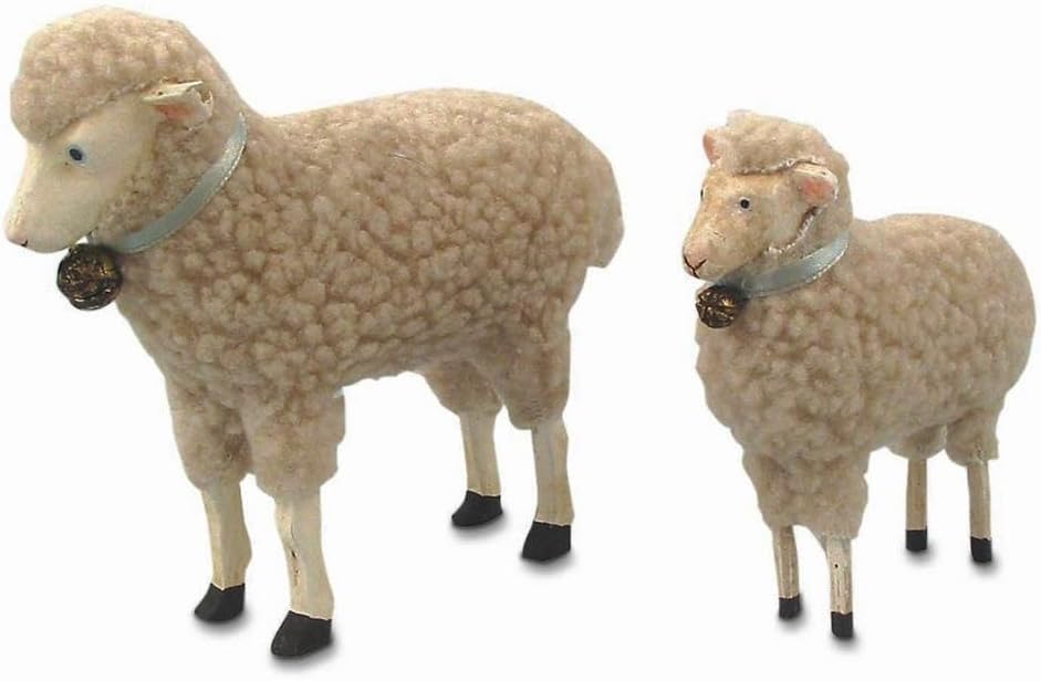 Primitive Theme Wool Covered Lambs 2.5"-3.5" Figure - Set of 2
