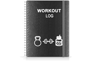NOKINGO Workout Journal - A5 Fitness Journal/Workout Log Book to Track Weight Loss, GYM Journal, Bodybuilding Progress-Daily Health/Wellness Tracker, Exercise Journal for Women, Black PU Cover Fitness Planner