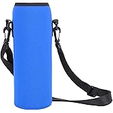 MOUMOUTEN Water Bottle Carrier Bag, Single-Layer Sports 34oz/1000ML Neoprene Bottle Sleeve with Adjustable Sling Strap, for Stainless Steel, Glass, Plastic Water Bottles(blue)