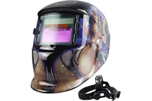 TIANLYLIN Welding Helmet Auto Darkening, Solar Powered Welding Hood with True Color 1/1/1/2 Optical Clarity, Wide Shade 4/9-13 Welder Mask for TIG MIG ARC Grind (Anime Girl)