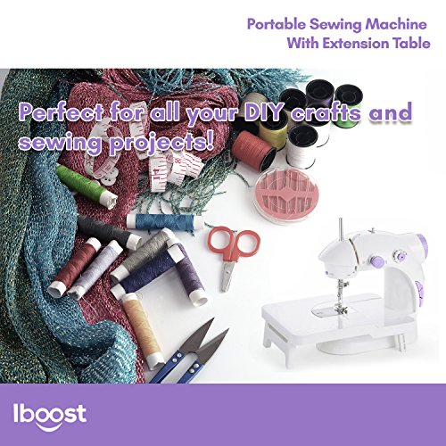 Iboost Portable Sewing Machine with Extension Table, Bobbins, Needles, and Foot Pedal, 2-Speed - Thumbnail 4