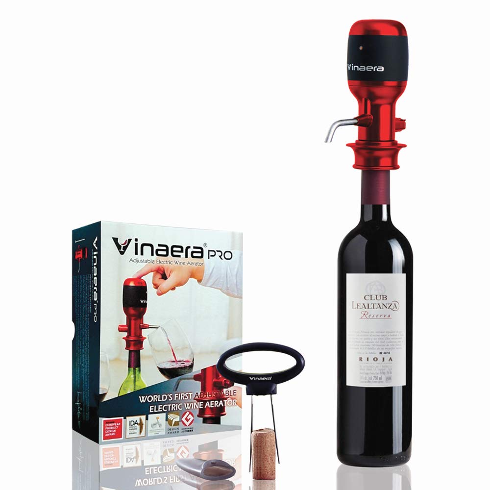 World's First Adjustable Electric Wine Aerator + AhSo cork puller & foil cutter | Vinaera - Red Wine Edition