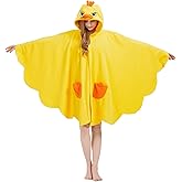 MORNINGFLY Unisex Little Yellow Duck Costume Cosplay Hooded Halloween Christmas Costumes Party Cape