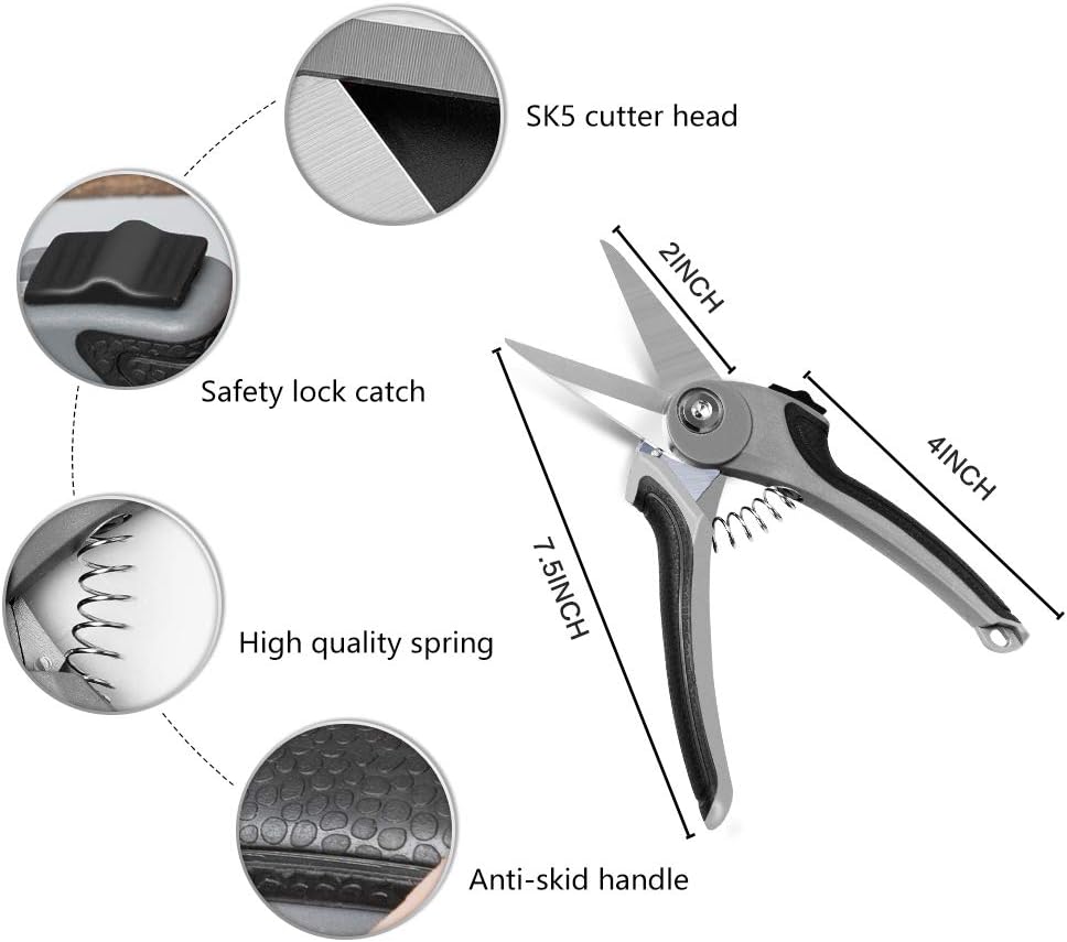 AIRAJ Hedge Shears with Serrated SK-5 Steel Blade and Strong Aluminum Handles, Manual Hedge Clippers & Garden Hand Pruner for Trimming Borders, Topiaries Boxwood, and Decorative Grasses : Garden & Outdoor