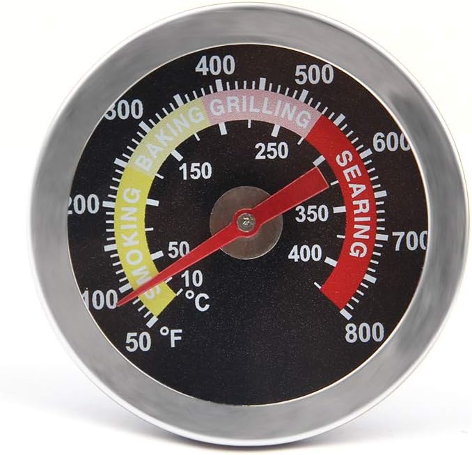 WRKAMA 2 1/8 Face 800F Professional Barbecue Charcoal Smoker Gas Grill Pit Wood Smoker BBQ Grill Thermometer Waterproof Temperature Gauge 3 1/2" Stem Stainless Steel
