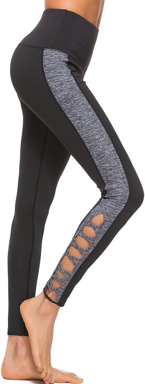 OVESPORT Women Workout Leggings Crisscross Strappy High Waist Fitness Yoga Sports Running Gym Pants
