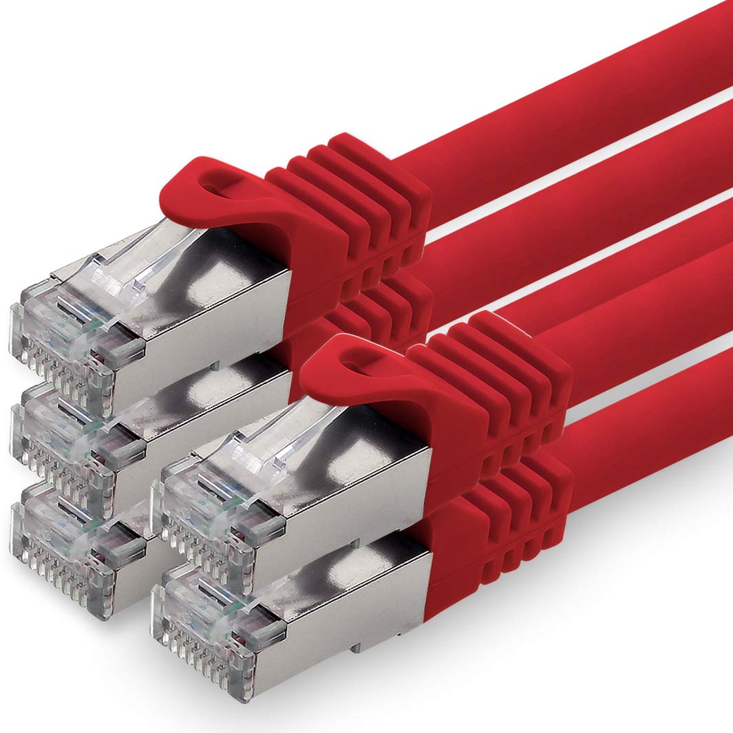1aTTack.de 7.5 m - red - pack of 5 CAT.7 network cable patch cable SFTP PIMF LSZH Gigabit Lan cable 10Gb s cat7 raw cable with RJ45 connector Cat6a compatible with CAT5 CAT6 cat7 cat8