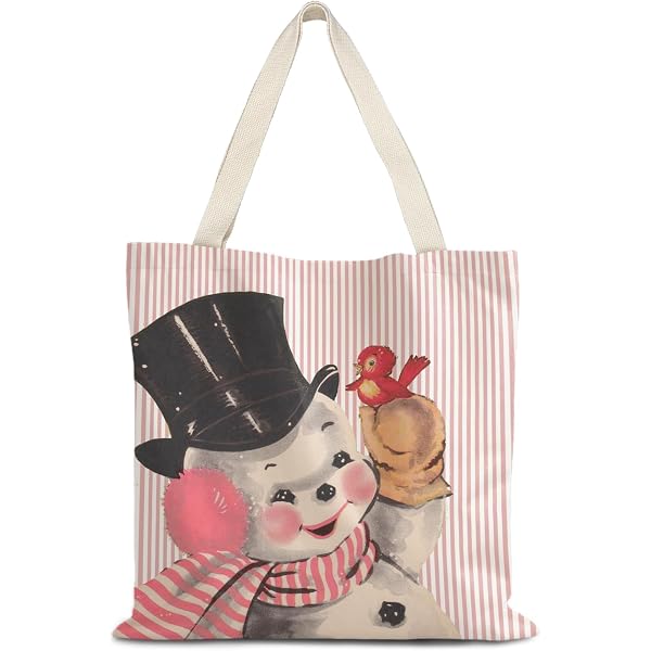 Whaline Christmas Canvas Tote Bags - Boho Christmas Tree Print, Reusable Gift & Shopping Bag