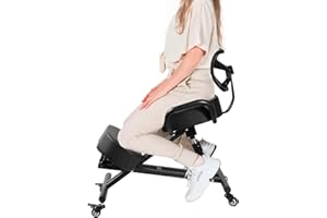 GENERIC Ergonomic Kneeling Chair, Lumbar Support Kneeling Chair with Adjustable Height and Footrest for Desk Work for Home and Work, Improve Your Postures, 4" Thick Comfortable Cushions, Locking Wheels