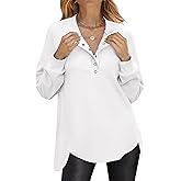 ANRABESS Women's Long Sleeve Henley Tops Tunic Sweatshirt Loose Slit Casual Button Shirts Pullover 2026 Spring Winter Outfits