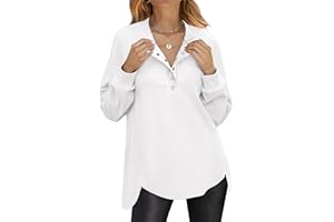 ANRABESS Women's Long Sleeve Henley Tops Tunic Sweatshirt Loose Slit Casual Button Shirts Pullover 2025 Fall Winter Outfits
