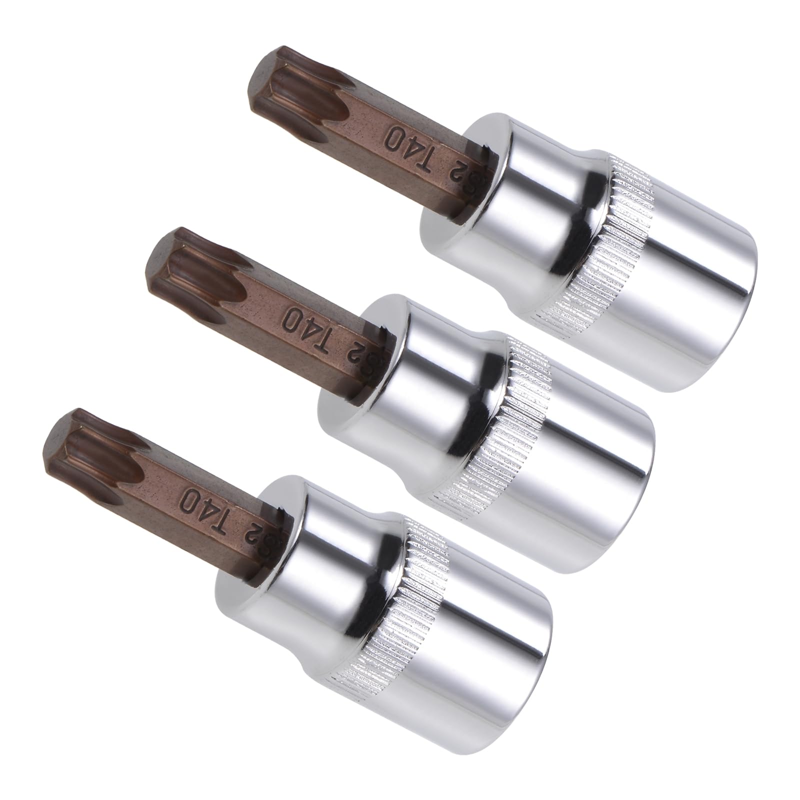CoCud Torx Bit Socket, Metric T40 Bit 3/8" Drive 1.5" Long, S2 Alloy Steel Heat Treated CR-V Socket - (Applications: for Fastener Application), 3-Pieces
