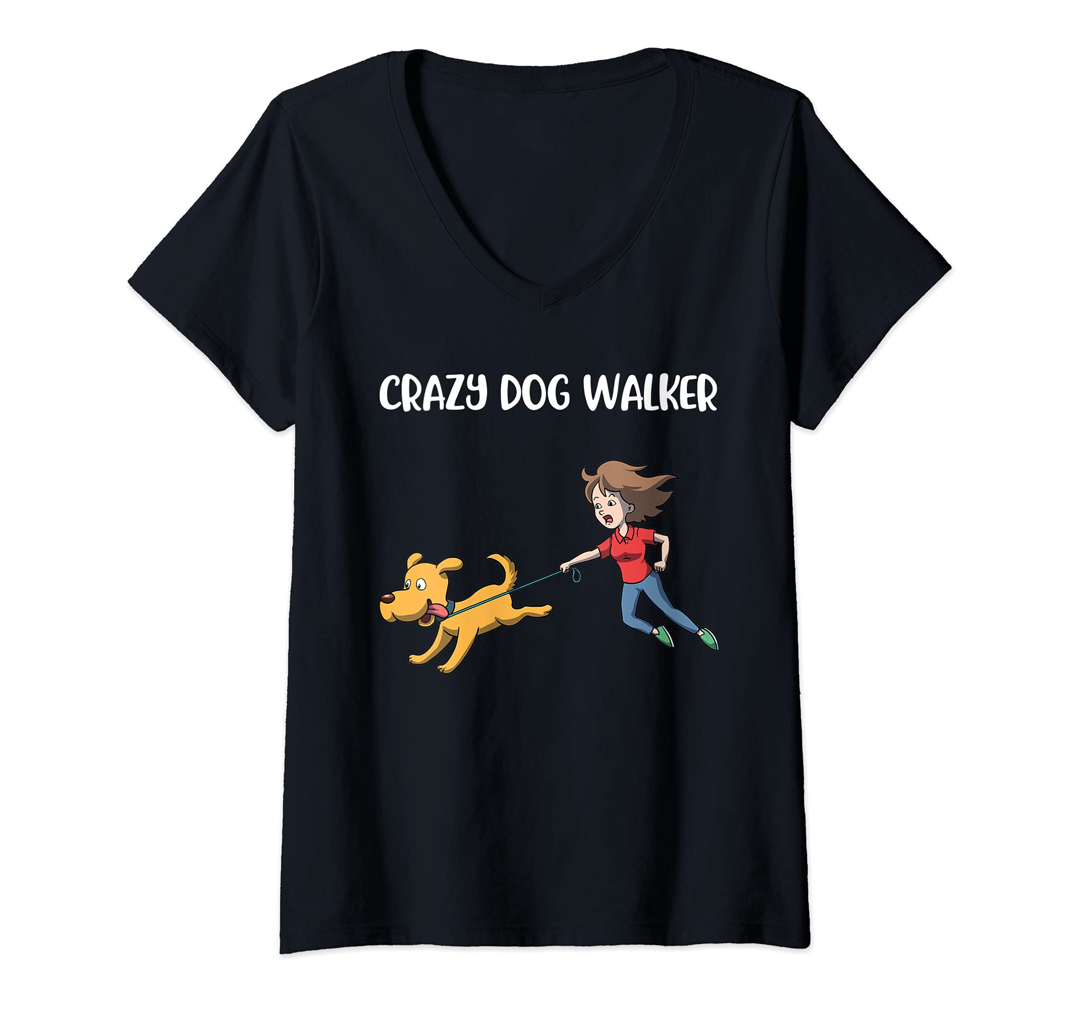 Womens Dog Walker V-Neck T-Shirt