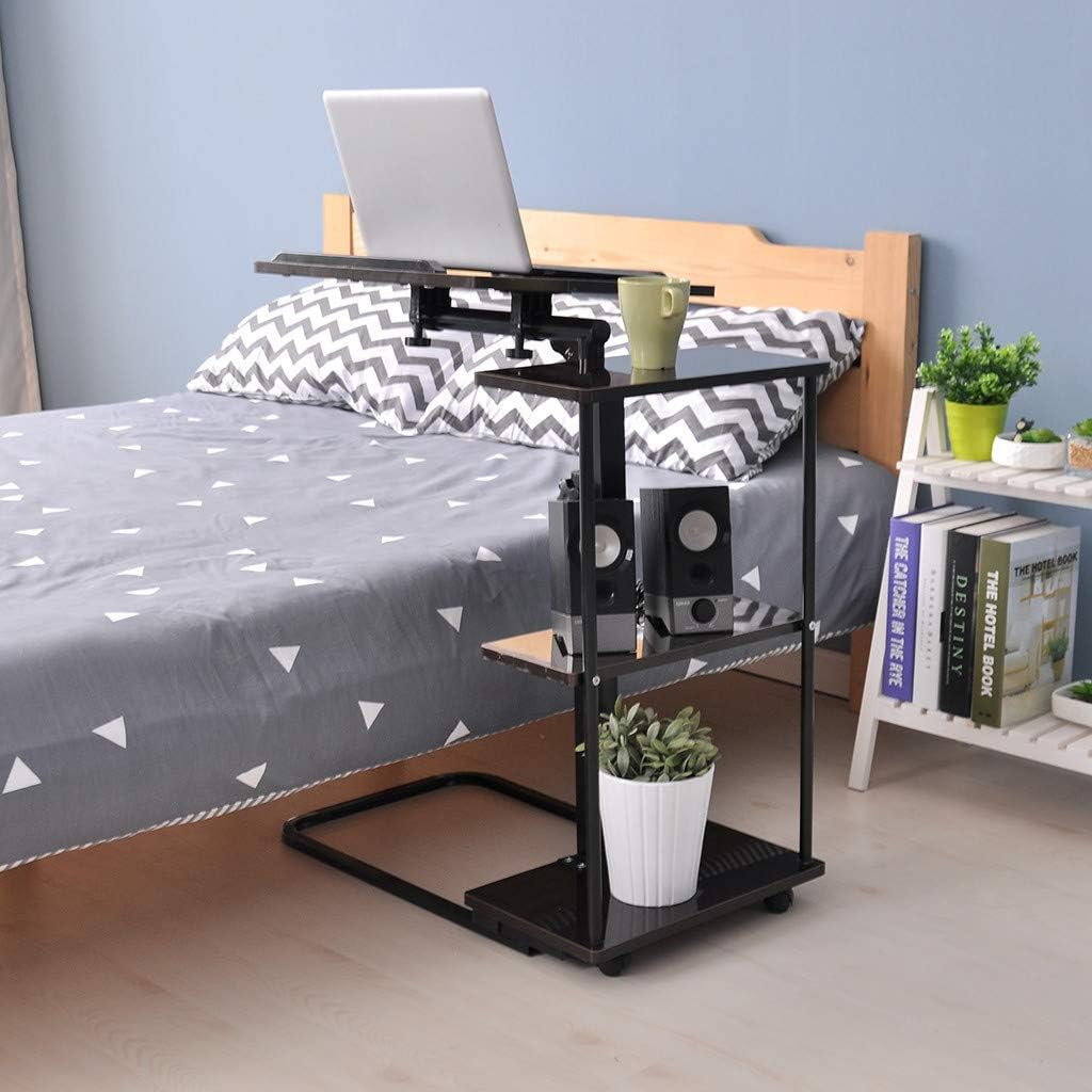 Home Office Desk Overbed Table with Wheels Height Adjustable Tray Side Table for Bed or Sofa Laptop Desk Moveable Sofa Table