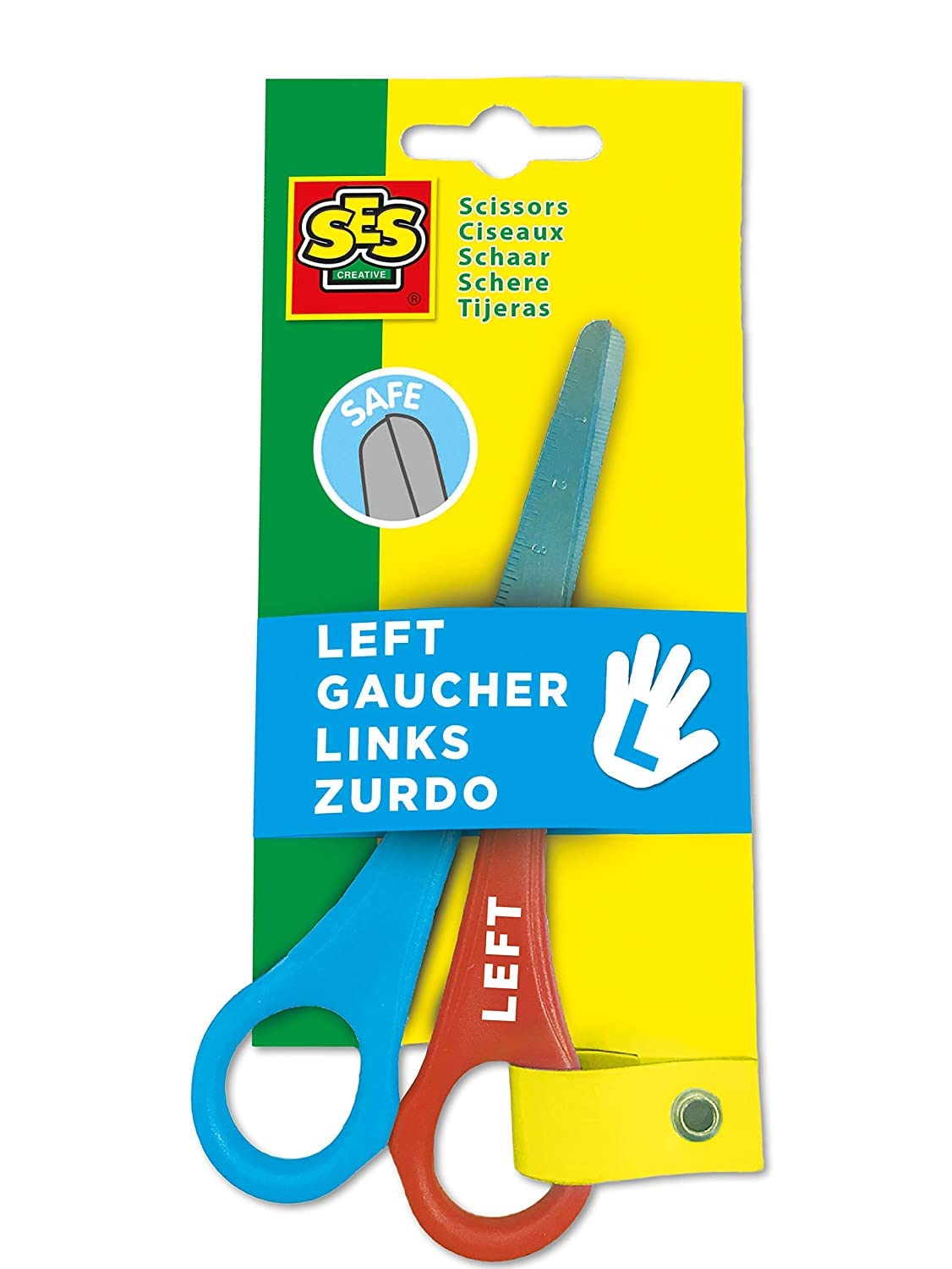 SES Creative 00834 Left-Handed Scissors for Kids, Ergonomic Design