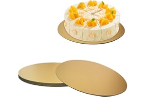 GOIIO 4 Pack Cake Boards Golden Round Cake Circles, 10 Inch Cake Base Cardboard, for Baking Cake, Gold