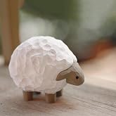 TALKLEK Handmade Cute Wooden Sheep Figurine Small Animal Carved Home Decor Sheep Sculpture Statue Gift (Sheep, L: 2.95" x W: 1.96" x H: 2.95")